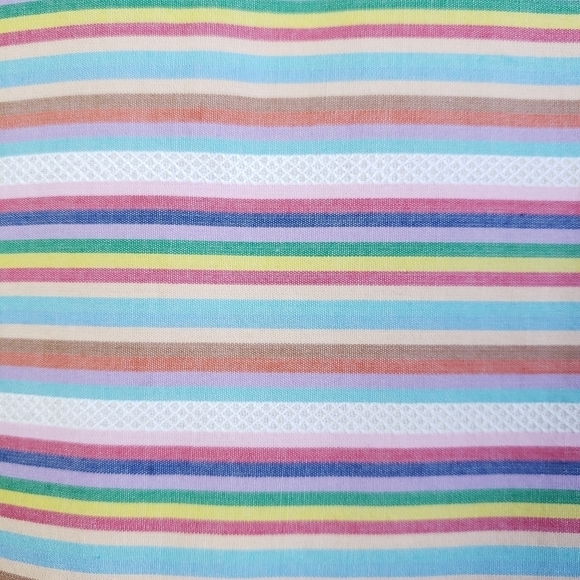 Talbots Pastel Rainbow Striped Puff Sleeve Peasant Top Medium Petite - Picture 6 of 15